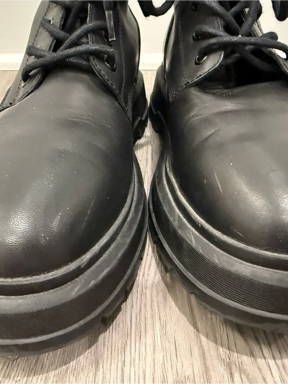 Franco Fortini Black Lace-Up Platform Combat Boots great condition!!